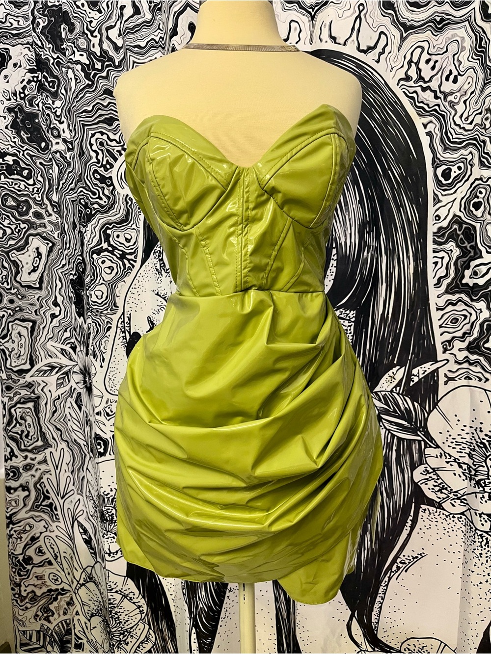 Asos Structured Vinyl Strapless Dress.